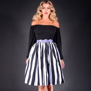 PINUP COUTURE
BLACK AND WHITE MARK STRIPE COTTON SATEEN